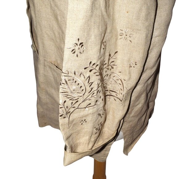 Vintage J.Jill Linen Embroidered Button Front Tunic Top - Picture 6 of 8